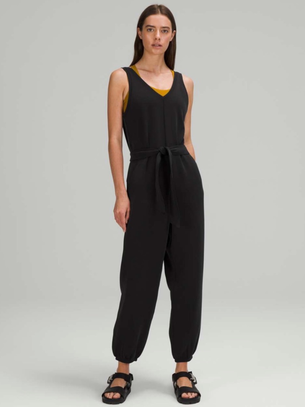 Lululemon Ease of it All V-Neck Jumpsuit - Black - Belted Softstreme